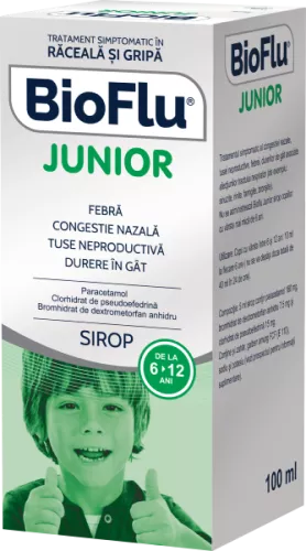 Bioflu Junior Sirop, 100 ml, Biofarm, [],farmacom.ro