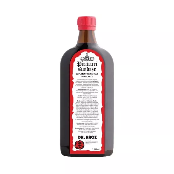 Bitter Suedez, picaturi suedeze Dr. Racz, 500 ml, Parapharm, [],farmacom.ro