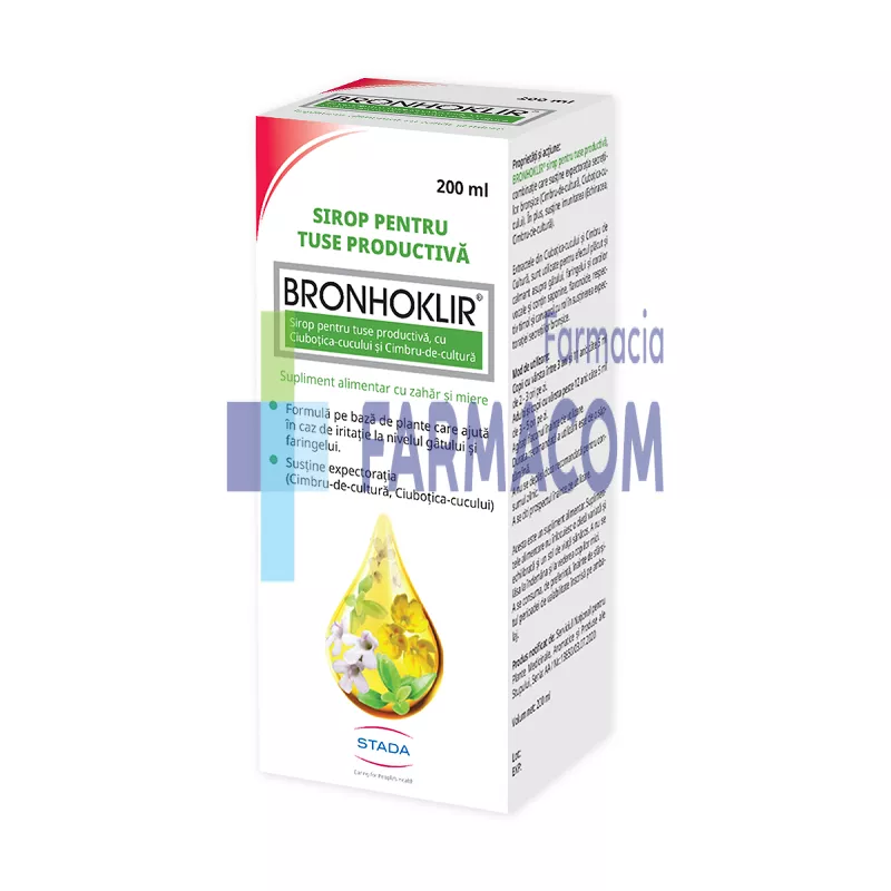 BRONHOKLIR SIROP TUSE PRODUCTIVA * 15 PLIC/5ML, [],farmacom.ro