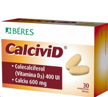 Calcivid 600 mg/400 UI, 30 comprimate, Beres, [],farmacom.ro