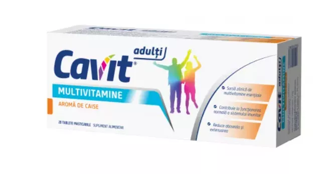 Cavit adulti Multivitamine cu aroma de caise, 20 tablete, [],farmacom.ro