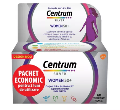 CENTRUM SILVER 50+ PENTRU FEMEI * 60 CPR FILM, [],farmacom.ro