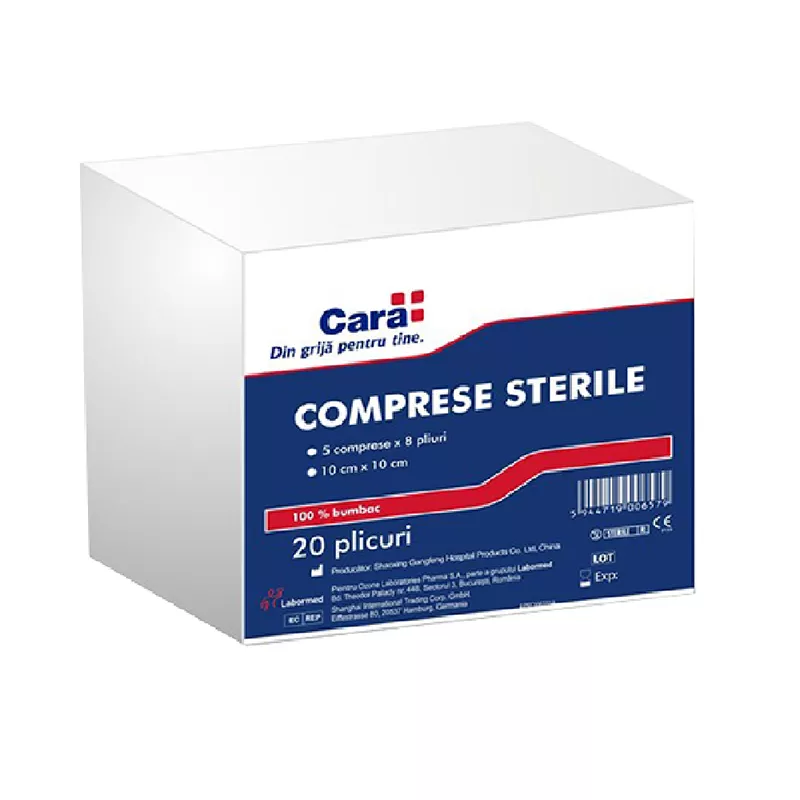 COMPRESE STERILE 10/10 * 50 ST CARA, [],farmacom.ro