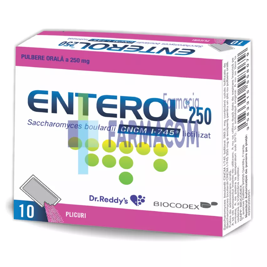 Enterol, 250 mg, 10 plicuri, Biocodex, [],farmacom.ro
