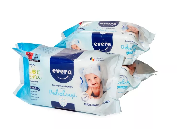 EVERA SERVETELE UMEDE INGRIJIRE BEBELUSI MAXIPACK * 120 BUC, [],farmacom.ro