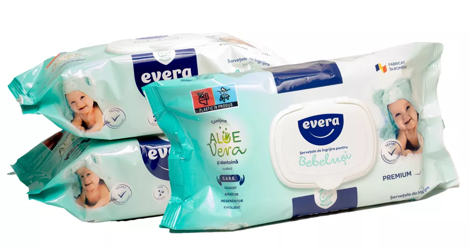 EVERA SERVETELE UMEDE INGRIJIRE BEBELUSI PREMIUM * 80 BUC, [],farmacom.ro