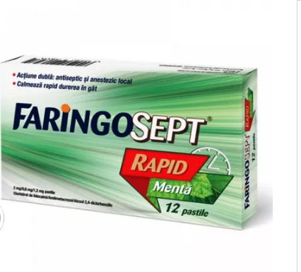 FARINGOSEPT RAPID MENTA 2MG/0.6MG/1.2MG * 12 PAST, [],farmacom.ro
