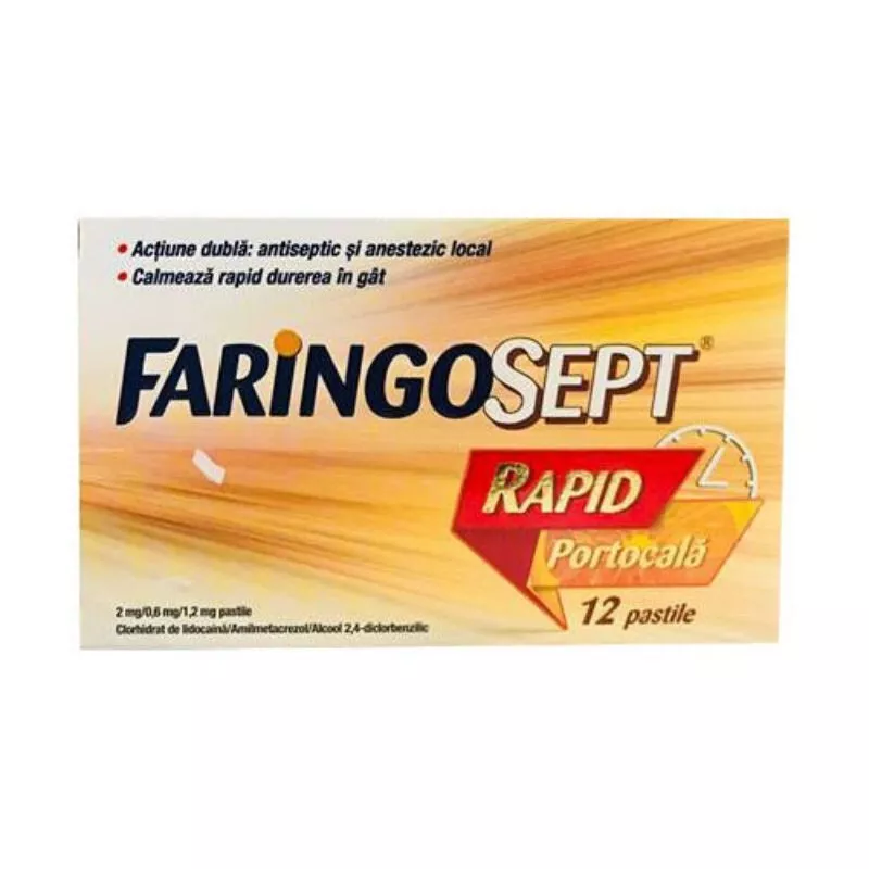 FARINGOSEPT RAPID PORTOCALA 2MG/0.6MG/1.2MG * 12 PAST, [],farmacom.ro