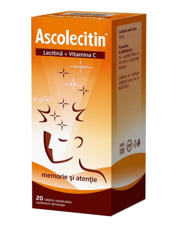 Ascolecitin, 20 comprimate masticabile, Biofarm, [],farmacom.ro