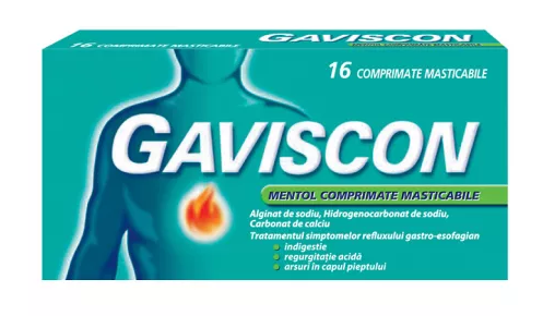 GAVISCON MENTOL * 16 COMPRIMATE MASTICABILE RECKIT, [],farmacom.ro