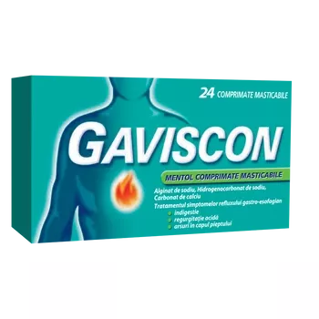 Gaviscon Mentol, 24 comprimate masticabile, [],farmacom.ro