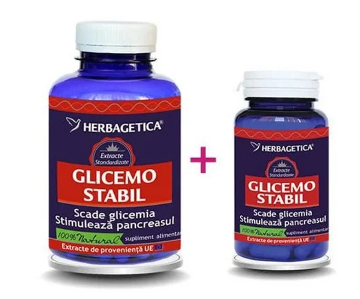 GLICEMOSTABIL * 60 CPS + 10 CPS 1+1 HERBAGETICA, [],farmacom.ro