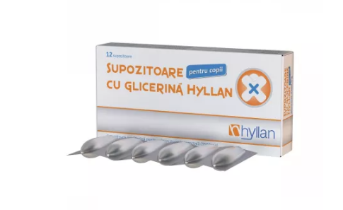 Supozitoare cu glicerina copii, 1500 mg x 12 bucati, Hyllan, [],farmacom.ro