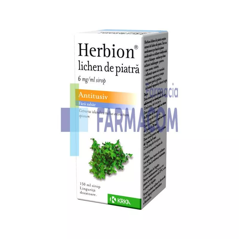 Herbion lichen de piatra sirop, 7 mg/ml, 150 ml, Krka, [],farmacom.ro