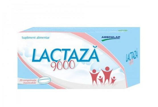 Lactaza 9000, 20 comprimate masticabile, Aesculap
