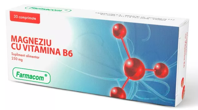 Magneziu + Vitamina B6, 30 comprimate, Farmacom , [],farmacom.ro