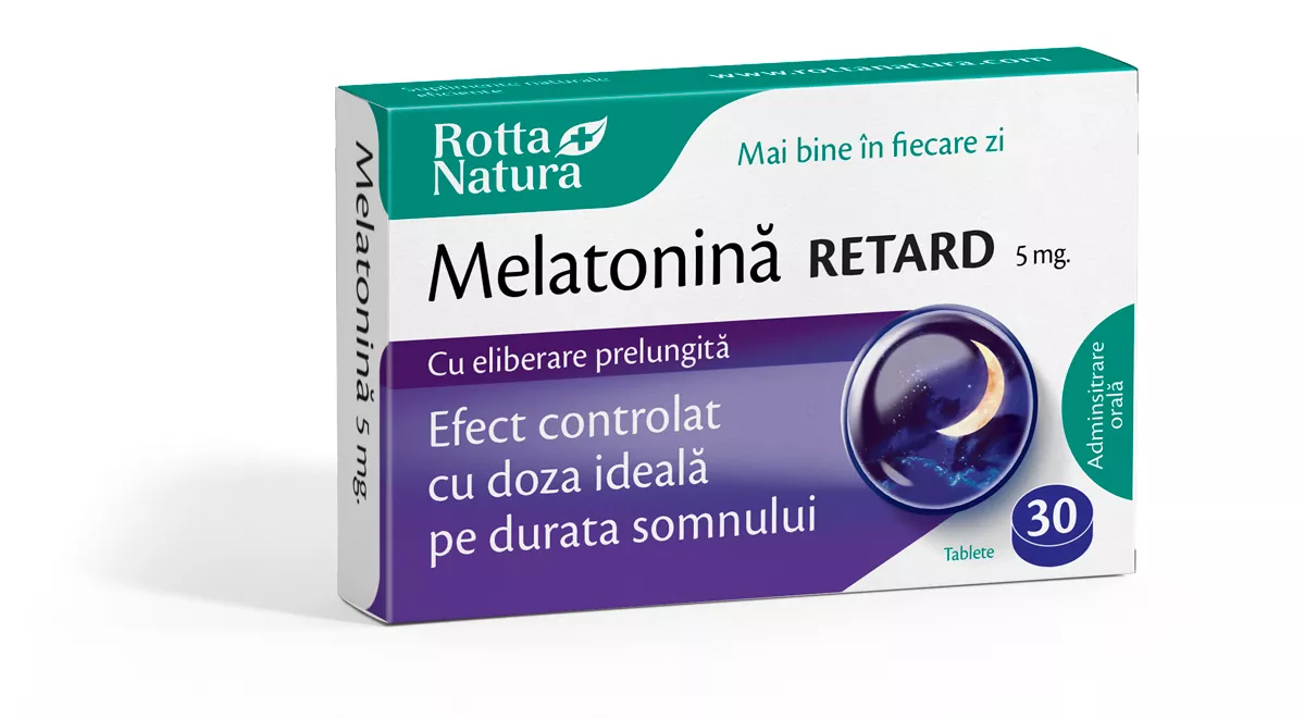 MELATONINA RETARD 5 MG * 30 TABLETE ROTTA NATURA, [],farmacom.ro