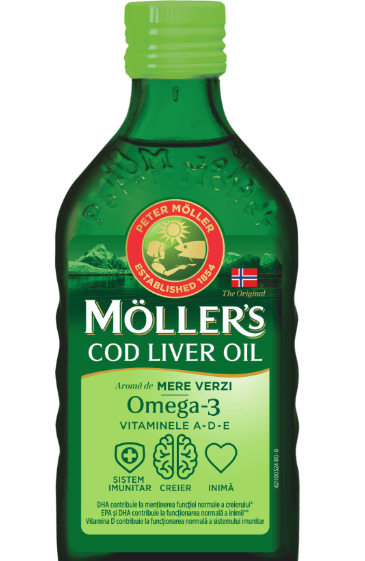 MOLLERS COD LIVER OIL OMEGA-3 MERE VERZI * 250 ML, [],farmacom.ro