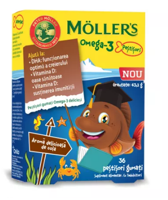 MOLLERS OMEGA 3 * 36 PESTISORI GUMATI COLA, [],farmacom.ro