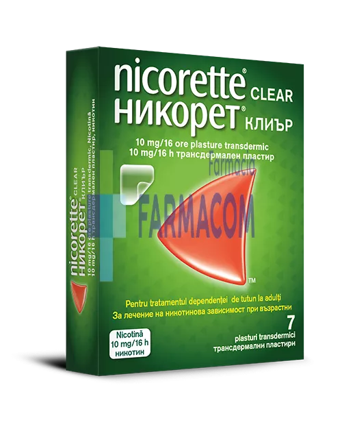 NICORETTE CLEAR 10MG/16 ORE * 7 PLASTURI, [],farmacom.ro