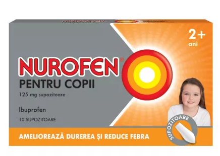 Nurofen Supozitoare pentru Copii 2-6 ani, 125 mg, 10 supozitoare, [],farmacom.ro