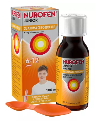 NUROFEN JUNIOR SUSPENSIE ORALA 200MG/5ML * 100 ML PORTOCALE RECKITT, [],farmacom.ro