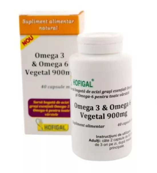 OMEGA 3 & OMEGA 6 VEGETAL 900 MG * 40 CPS HOFIGAL, [],farmacom.ro