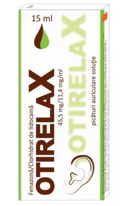 Otirelax Picaturi Auriculare, 45,5 mg/ml + 11,4 mg/ml, 15 ml, [],farmacom.ro