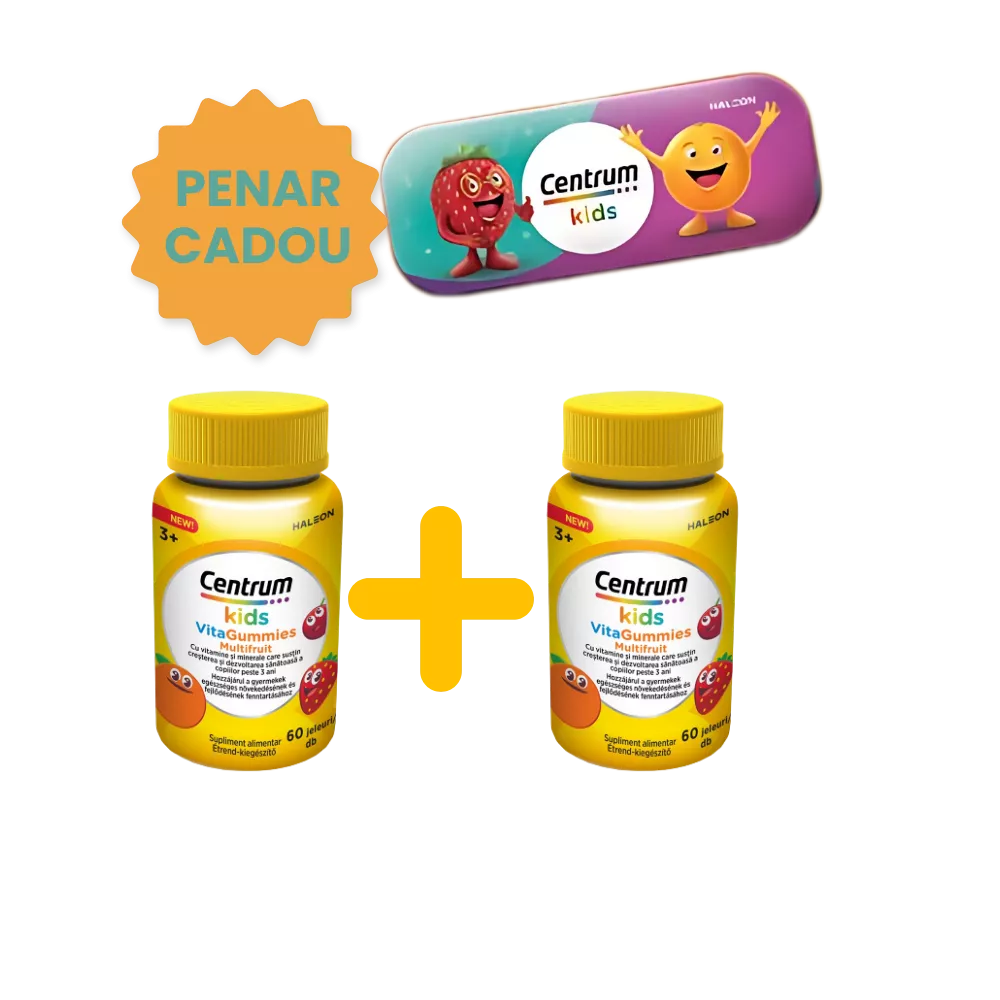 PACHET CENTRUM KIDS VITAGUMMIES MULTIFRUCT * 60 JELEURI  ( 2  CUTII + PENAR CADOU), [],farmacom.ro