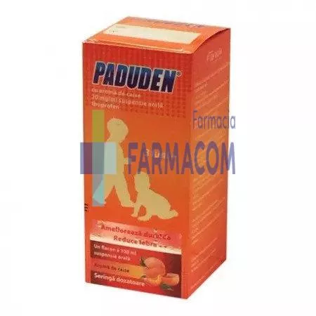 Paduden Sirop Copii aroma caise, 20 mg/ml, 100 ml, Terapia, [],farmacom.ro
