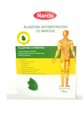 Plasture cu mentol antireumatic 12 x 18 cm, 1 buc., Narcis, [],farmacom.ro
