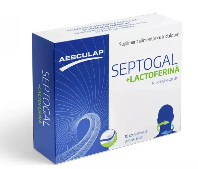 Septogal cu Lactoferina, 18 comprimate de supt, Aesculap, [],farmacom.ro