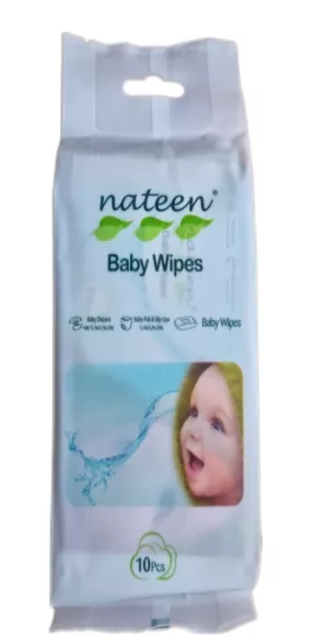 SERVETELE UMEDE 99% APA BABY WIPES*10 BUC NATEEN, [],farmacom.ro