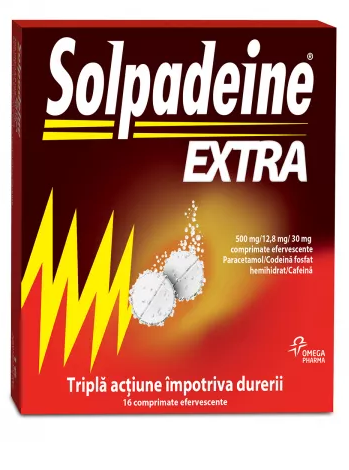 Solpadeine Extra, 500 mg/12.8 mg/30 mg, 16 comprimate efervescente, [],farmacom.ro