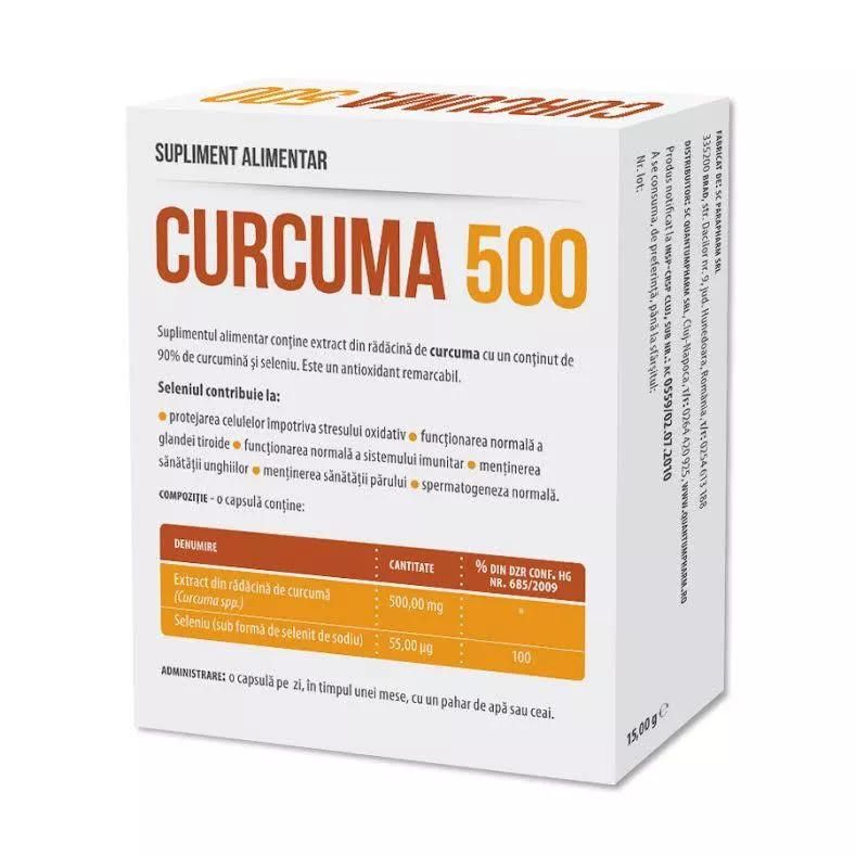 Curcuma 500 mg, 30 capsule, Parapharm