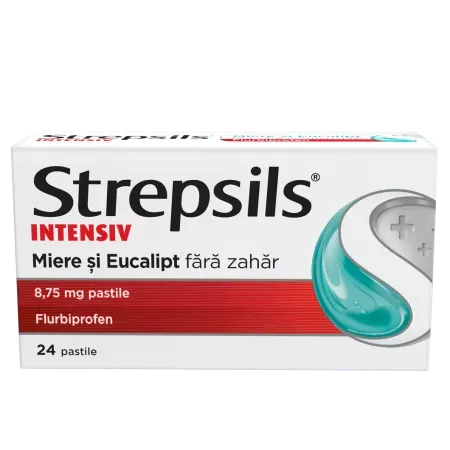 Strepsils Intensiv Miere si Eucalipt fara zahar 24 pastile