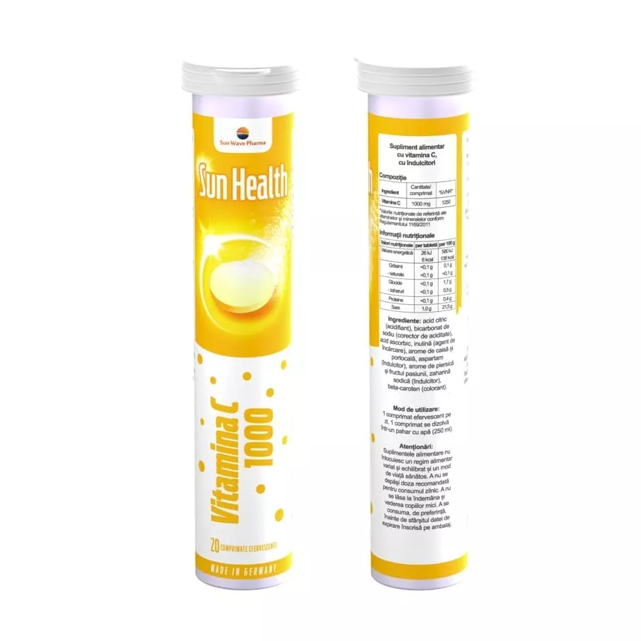 SUN HEALTH VITAMINA C 1000 MG * 20 COMPRIMATE EFERVESCENTE, [],farmacom.ro