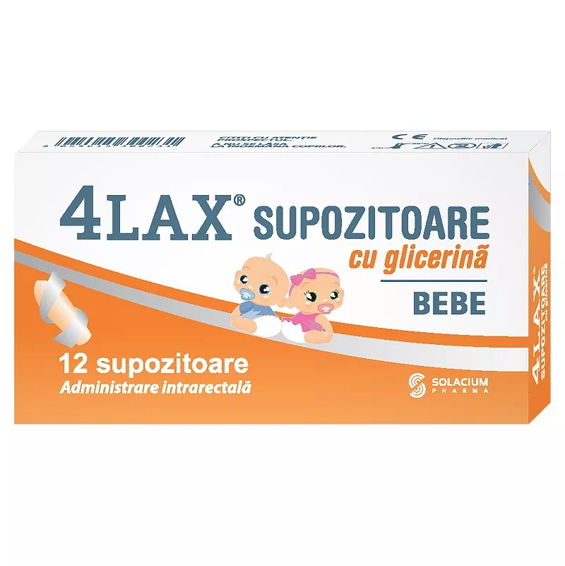 Supozitoare cu glicerina pentru bebelusi 4Lax, 12 bucati, Solacium Pharma, [],farmacom.ro