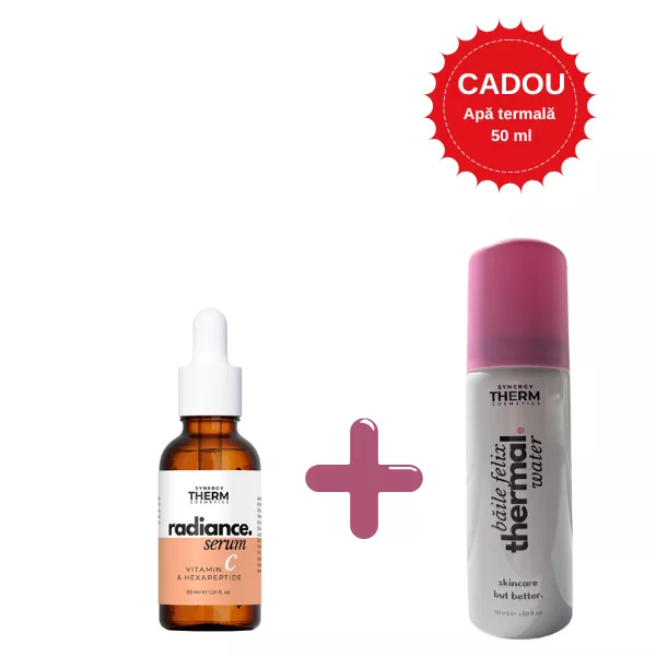 SYNERGY THERM RADIANCE SERUM CU VITAMINA C SI HEXAPEPTIDE * 30ML+MINI APA THERMALA BAILE FELIX*50ML PROMO, [],farmacom.ro