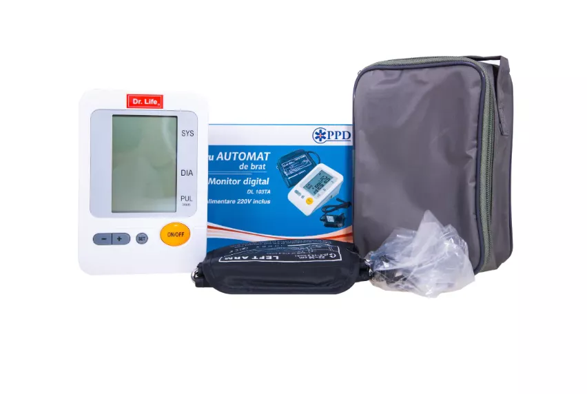 TENSIOMETRU AUTOMAT PENTRU BRAT DR LIFE CU ADAPTOR * 1 BUC DL103TA, [],farmacom.ro