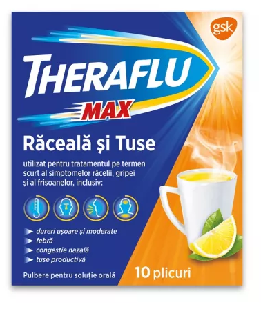 THERAFLU MAX RACEALA SI TUSE * 10 PLIC, [],farmacom.ro