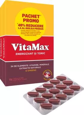 VITAMAX 15CAPS.MOI 1+1 40% CADOU, [],farmacom.ro