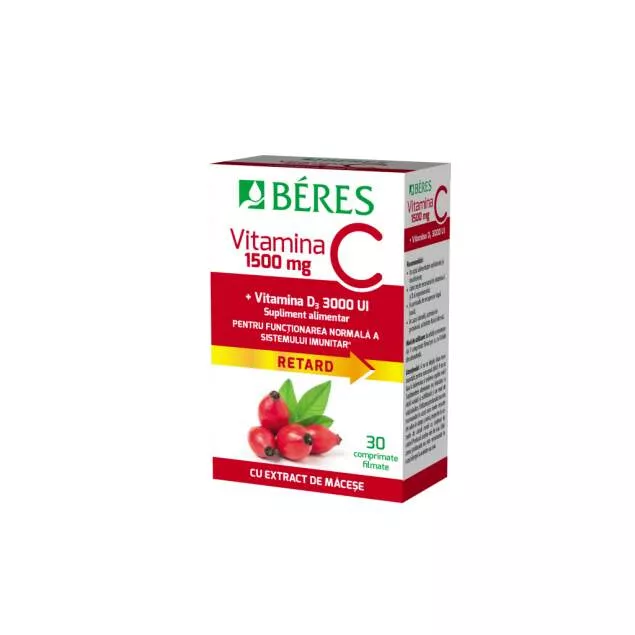 VITAMINA C 1500 MG + VITAMINA D3 3000 UI * 30 COMPRIMATE BERES, [],farmacom.ro