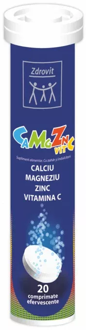 ZDROVIT CALCIU MAGNEZIU ZINC VIT C * 20 COMPRIMATE EFERVESCENTE, [],farmacom.ro