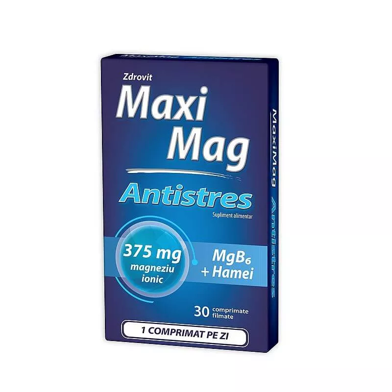 MaxiMag Antistres 375 mg, 30 comprimate, Zdrovit, [],farmacom.ro