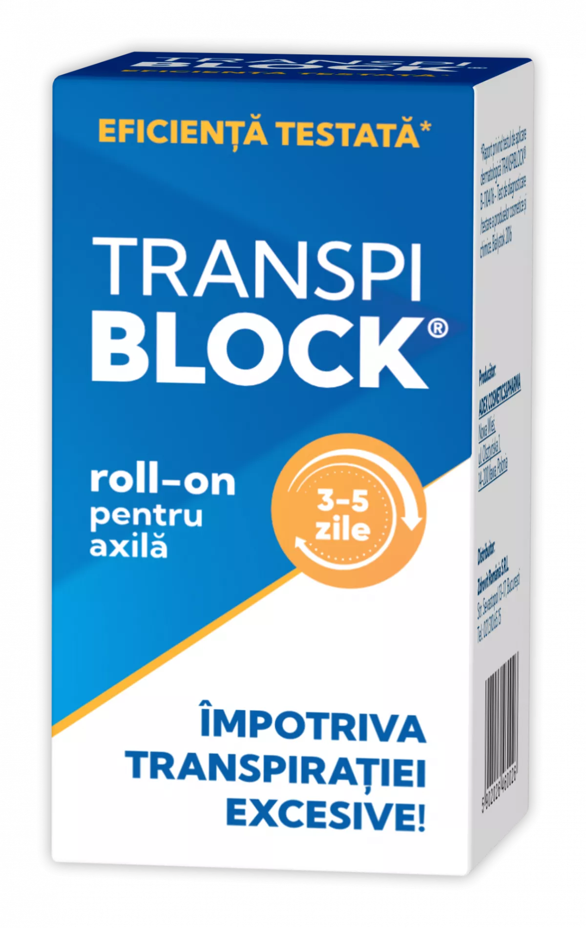 Transpiblock, Roll-on impotriva transpiratiei excesive, 50 ml, [],farmacom.ro