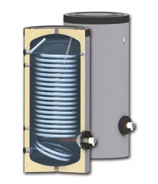 Boiler pentru pentru pompe de caldura Sunsystem SWP N 300 litri, cu o serpentina, pentru conectarea la sisteme solare, de incalzire si sisteme cu pompe de caldura cu multi consumatori