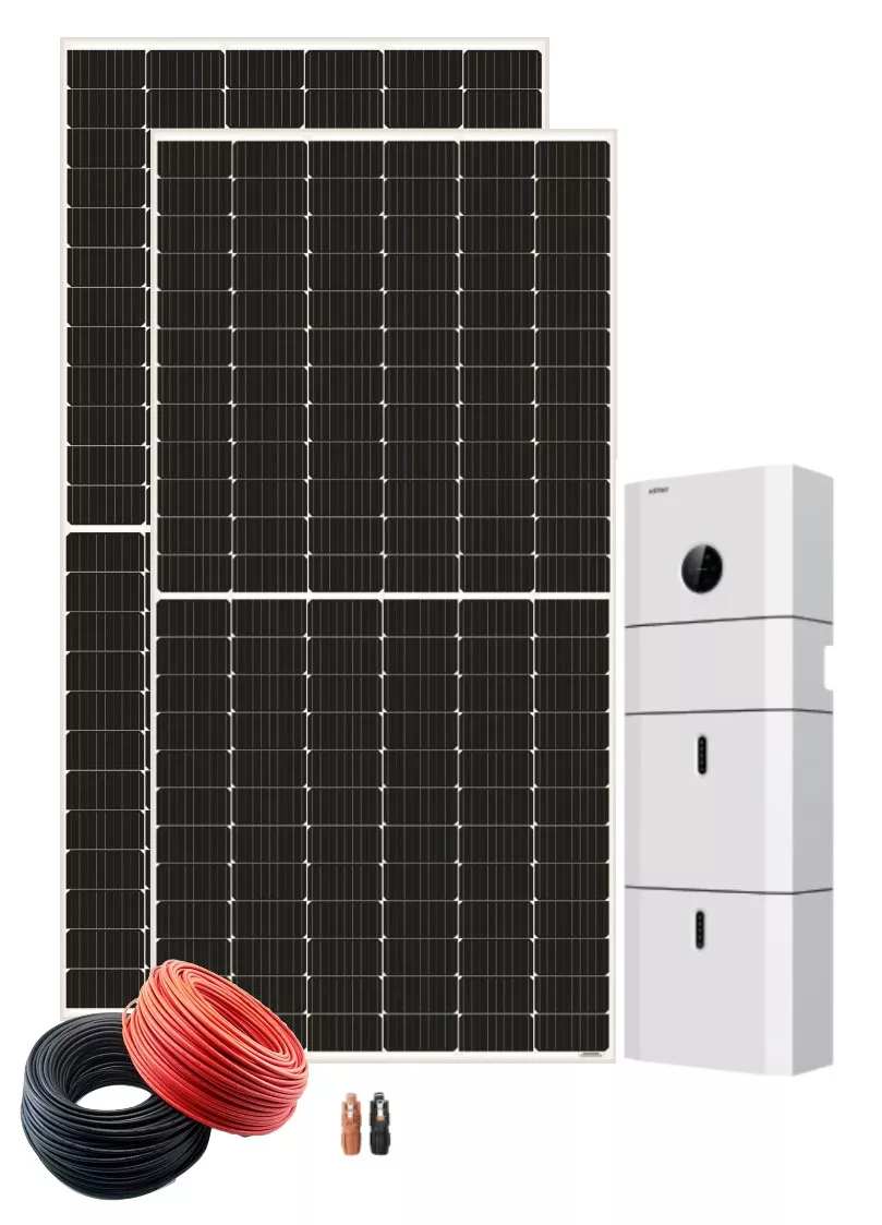Pachet sistem fotovoltaic monofazat hibrid, 3.9 kW, 7x Panouri monocristaline Yingli 550 Wp, Invertor Kstar Blue-S-3680, Acumulator LFP (LiFePO4) Blue-Pack-5.1, Cablu si Conectori