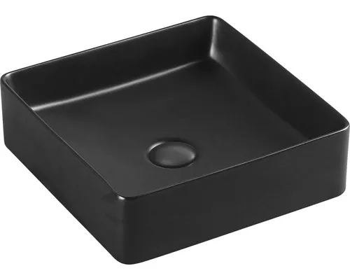 LAVOAR CERAMIC SANOTECHNIK PATRAT SLIM NEGRU 40.5x40.5x11.5 CM K424B , [],harmonydecor.ro