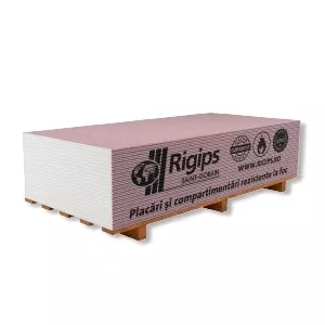 PLACA DIN GIPS-CARTON RIGIPS ROZ RF 12,5MM*1200MM*2600MM, [],harmonydecor.ro